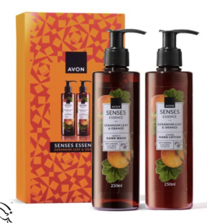 SENSES ESSENCE Pelargoninlehti & Appelsiini -lahjasetti 2 x 250ml (sis. nestesaippuan ja käsivoiteen)
