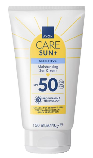 AVON CARE SUN+ Kosteuttava aurinkovoide herkälle iholle SPF50 150ml