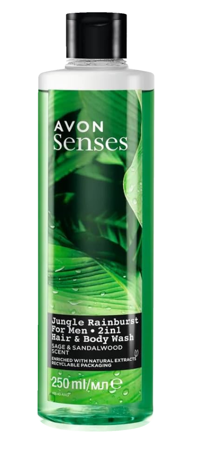 Senses Jungle Rainburst vartalon ja hiusten suihkugeeli Miehelle 250ml