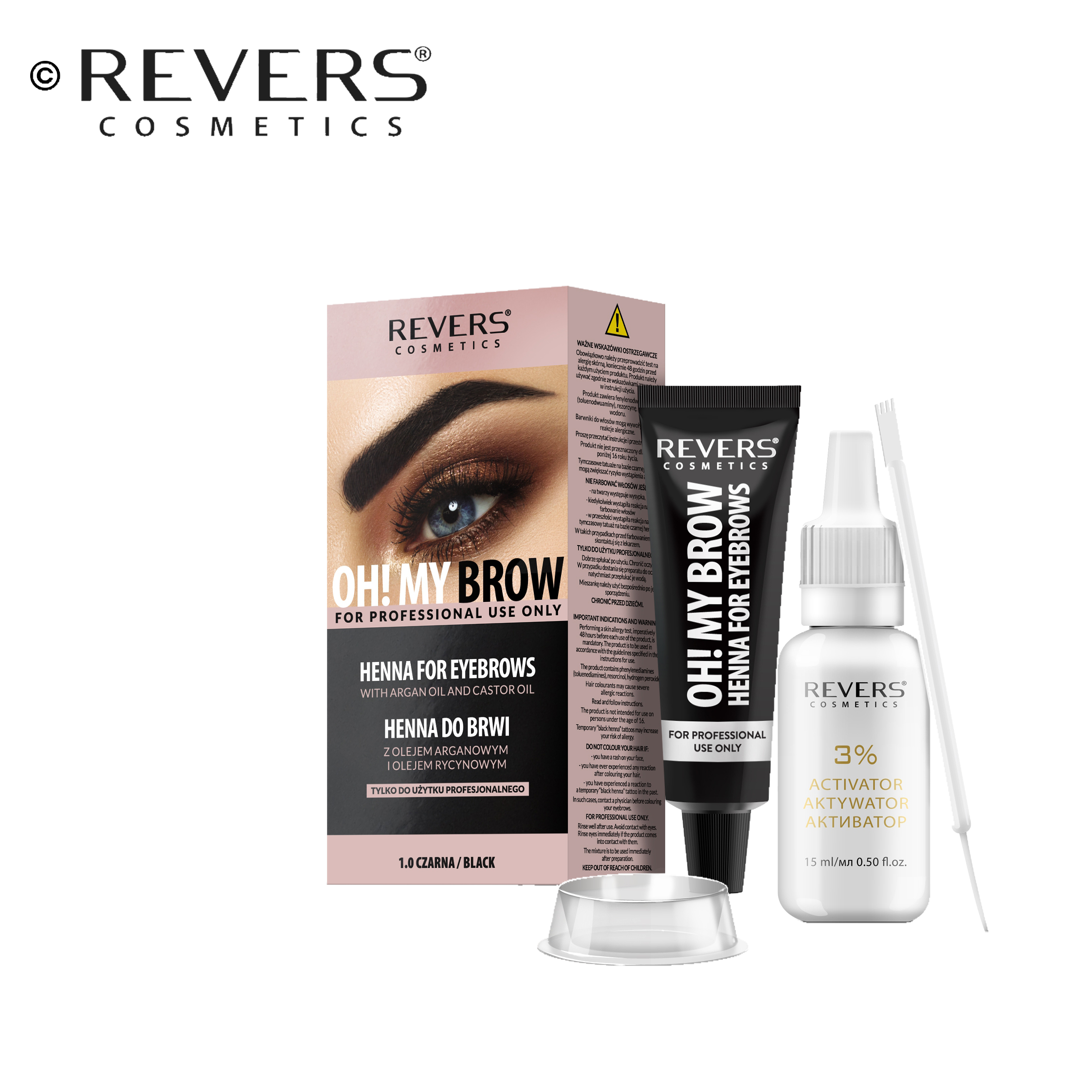 Kulmaväri HENNA OH! MY BROW Musta 15ml + 15ml