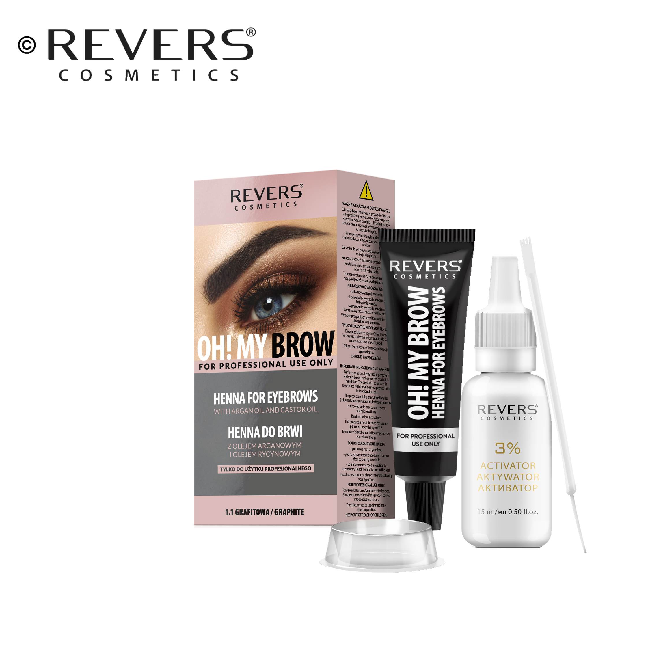 Kulmaväri HENNA OH! MY BROW Harmaa 15ml + 15ml -50% 11/2026 Päiväys