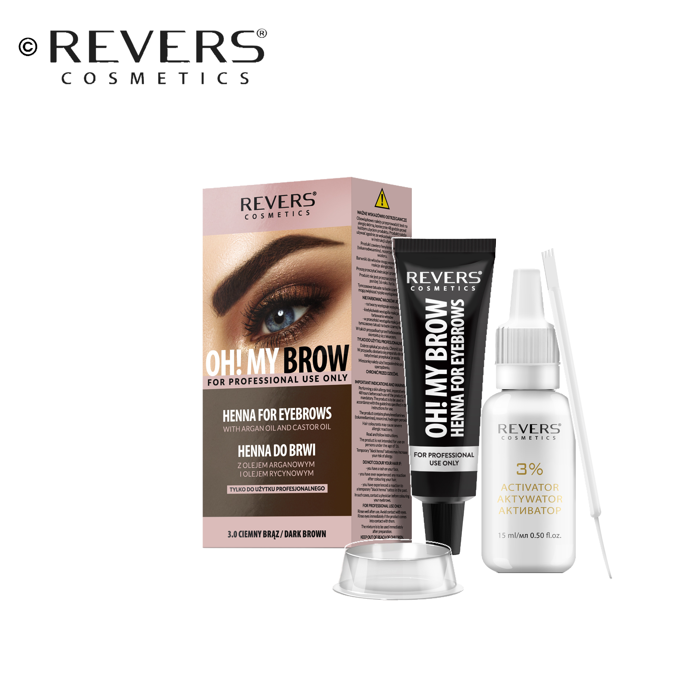 Kulmaväri HENNA OH! MY BROW Tummanruskea 15ml + 15ml