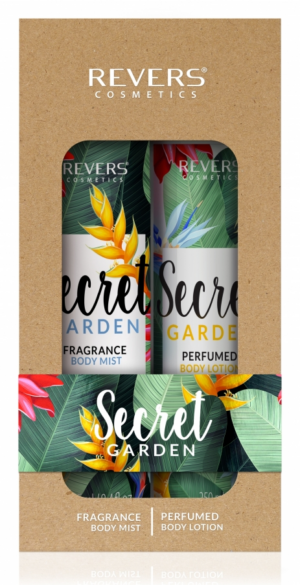 Secret Garden -setti vartalosuihke 245 ml + vartalovoide 250 ml (suihke vetäytynyt sisäänpäin paineen voimasta)