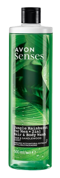 Senses Jungle Rainburst vartalon ja hiusten suihkugeeli Miehelle 500ml