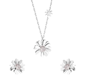 Korusetti Daisy Dream korvakorut + kaulakoru Ruostumaton teräs Zirkonkivillä Väri: Teräs