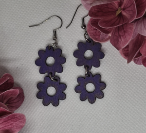 Earrings Flower Lilac 2 Flowers