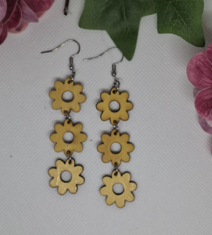 Earrings Flower Yellow 3 flowers