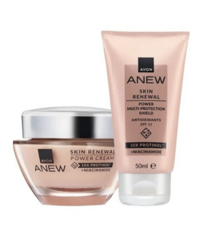 Anew Skin Renewal Power SETTI 10 x Protinolilla Kasvovoide 50ml & Multi Protection Shield SPF15 50ml