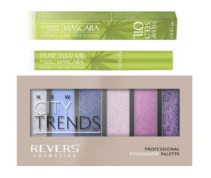 Luomiväripaletti 16 NEW CITY TRENDS & Hampunsiemenöljy Ripsiväri + sellofaanipakkaus