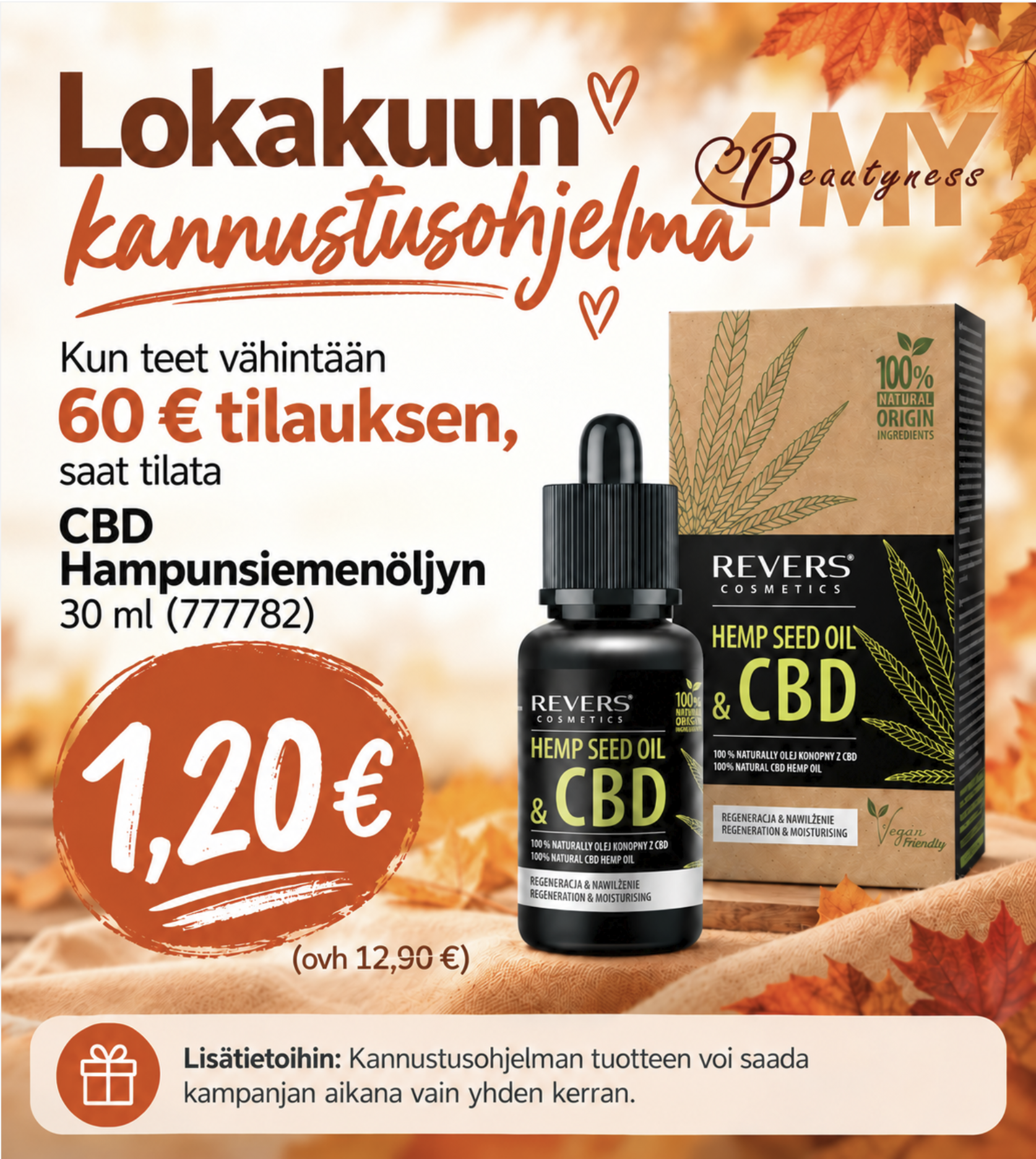 KANNUSTUSOHJELMA CBD 100% Luonnollinen Hampunsiemenöljy 30ml