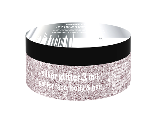 Glitter 3-in-1 Hiuksille, vartalolle ja kasvoille Hopea 70g