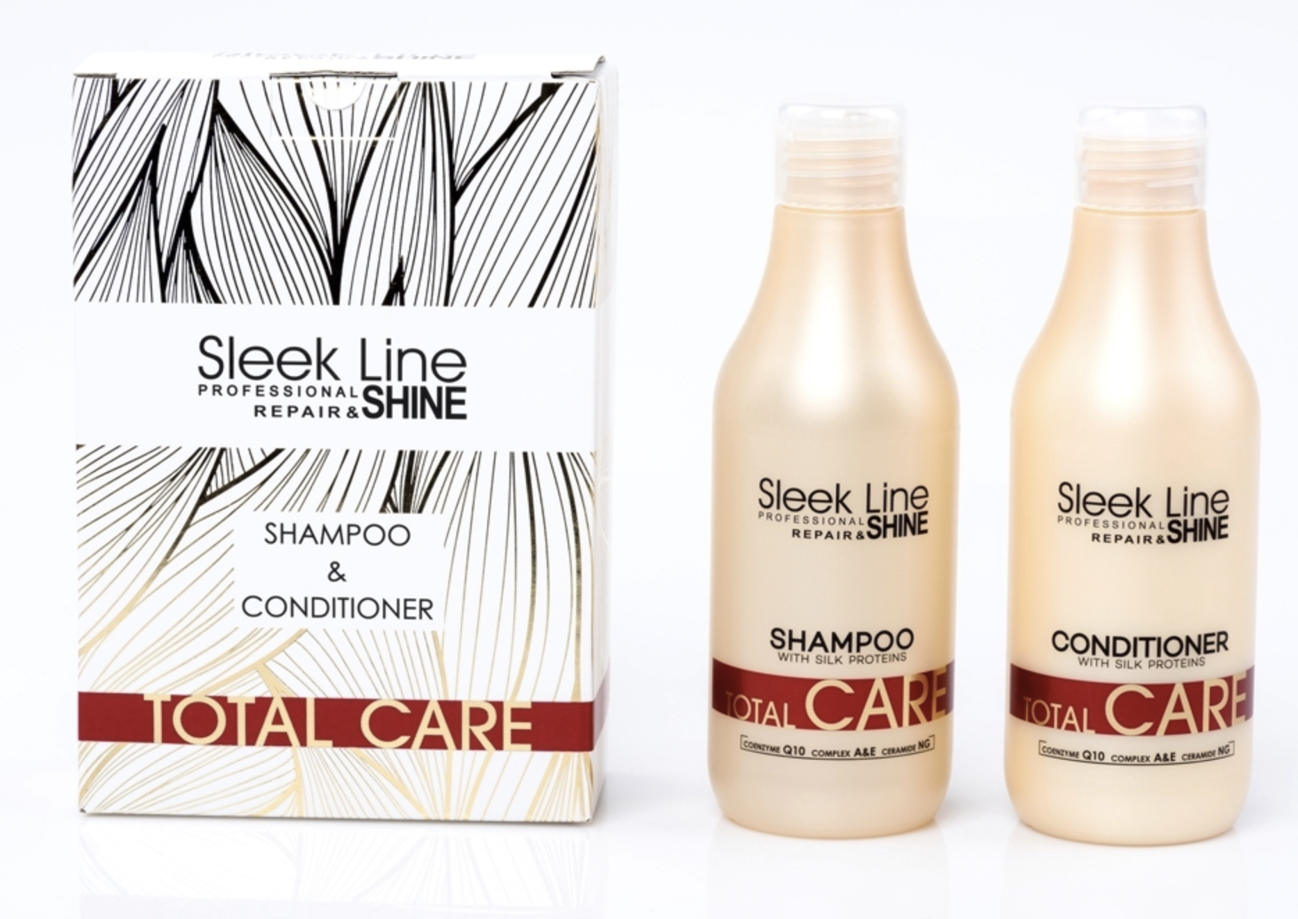 SLEEK LINE Total Care setti Shampoo 300ml + Hoitoaine 300ml