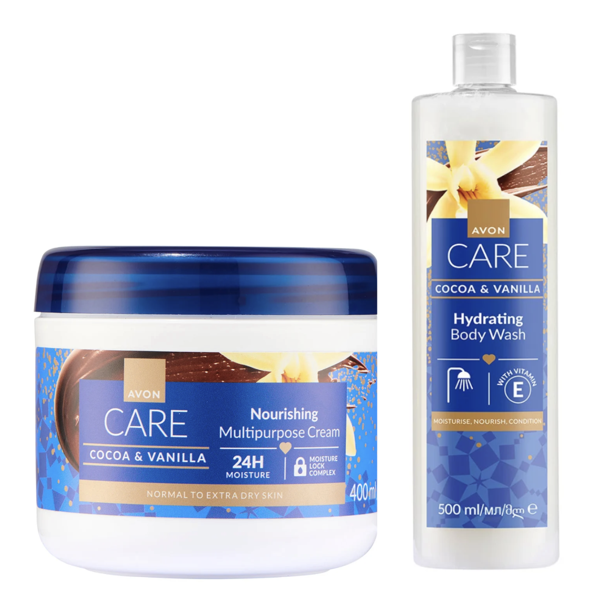 Avon Care Kaakao&Vanilja setti (sis. Suihkugeeli 500ml & Yleisvoide 400ml)